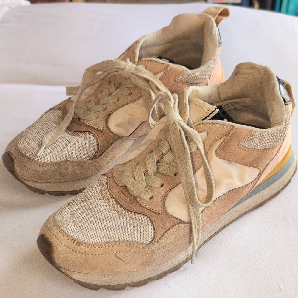 ShuShop Women's Beige/Light Pink Casual Sneakers